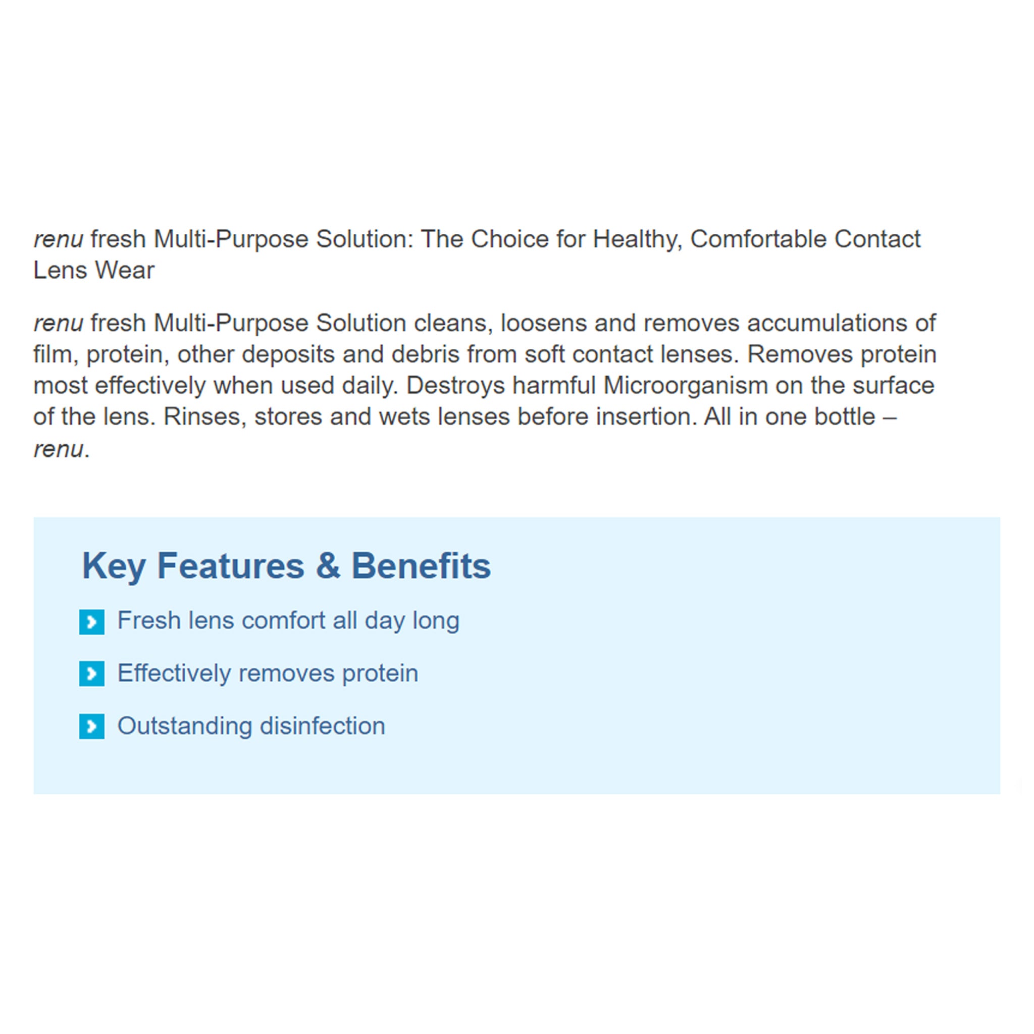 Bausch & Lomb Renu Fresh Contact Solution 480ml