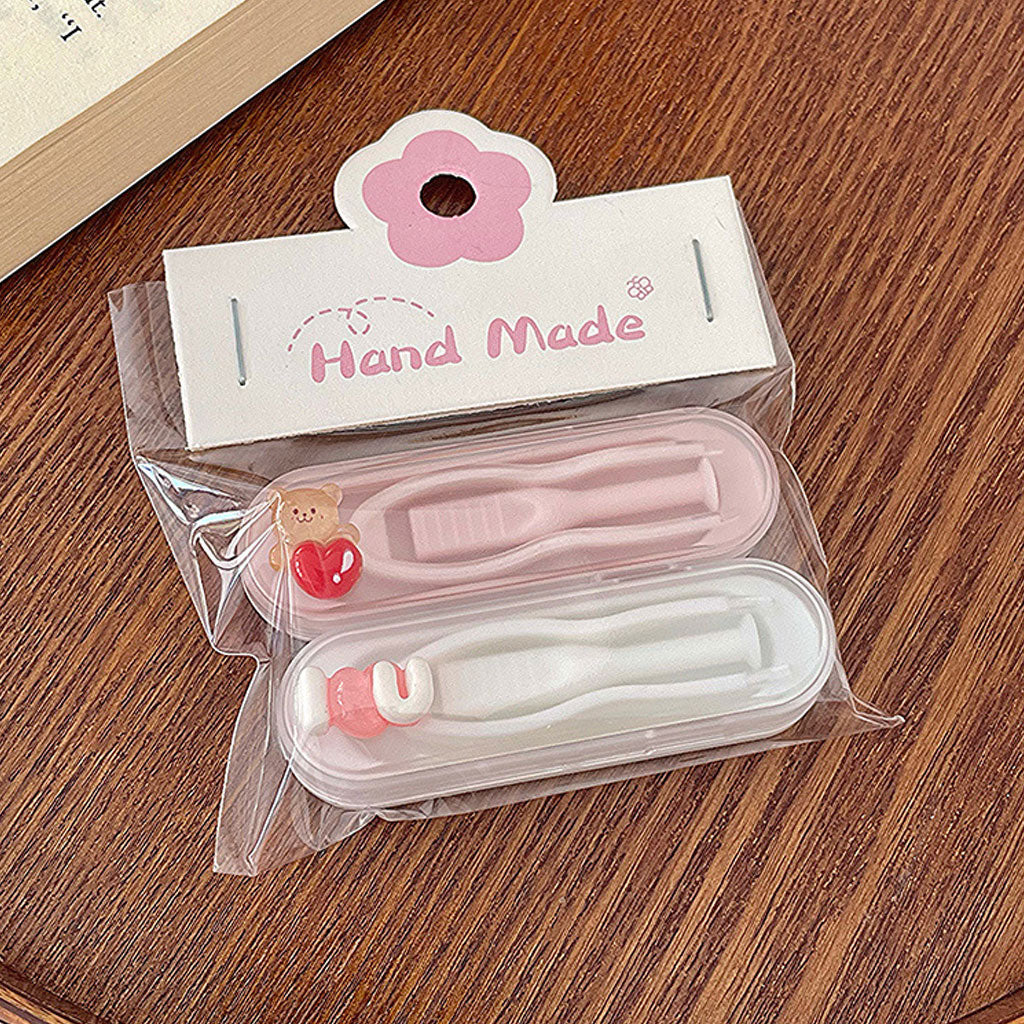 Cute pink and white contact lens case